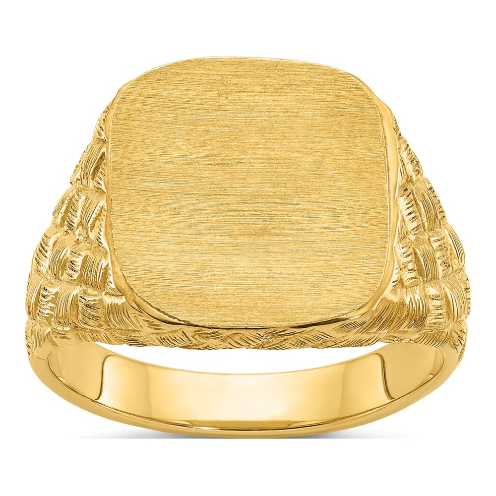 Men's 10K Yellow Gold Cushion Signet Ring