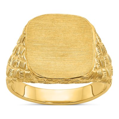 Men's 10K Yellow Gold Cushion Signet Ring
