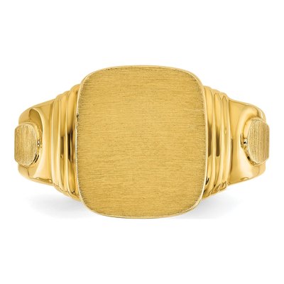 Men's 14K Yellow Gold Cushion Signet Ring – view 6