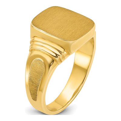 Men's 14K Yellow Gold Cushion Signet Ring – view 8