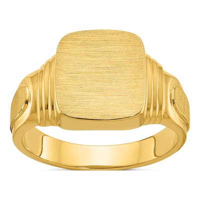 Men's 14K Yellow Gold Cushion Signet Ring