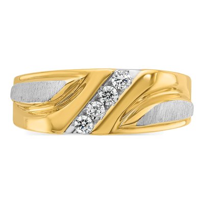 Men's 14K Two-Tone Gold 4-Stone Diamond Ring Mounting – view 6