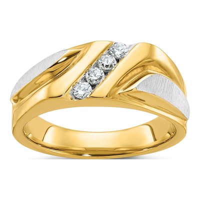 Men's 14K Two-Tone Gold 4-Stone Diamond Ring Mounting
