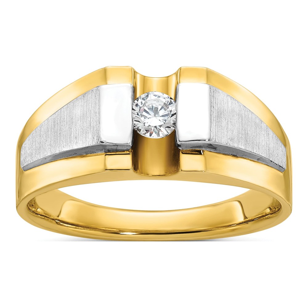 Ibgoodman 14K Two-Tone 1/4 Carat Lab Grown Diamond Vs/si+ G+ Complete Polished And Satin Men's Ring