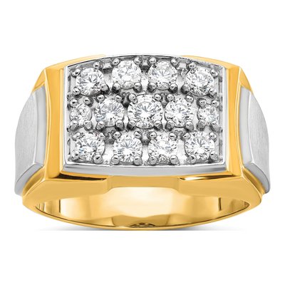 Men's 14K Two-Tone Gold 1 ct tw Diamond Cluster Ring
