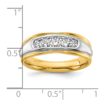 Men's 14K Two-Tone Gold 1/2 ct tw Lab-Grown Diamond Grooved Ring – view 3