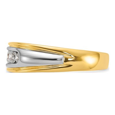 Men's 14K Two-Tone Gold 1/2 ct tw Lab-Grown Diamond Grooved Ring – view 4