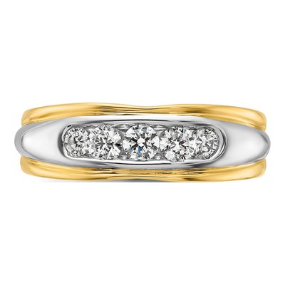 Men's 14K Two-Tone Gold 1/2 ct tw Lab-Grown Diamond Grooved Ring – view 5