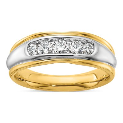 Men's 14K Two-Tone Gold 1/2 ct tw Lab-Grown Diamond Grooved Ring