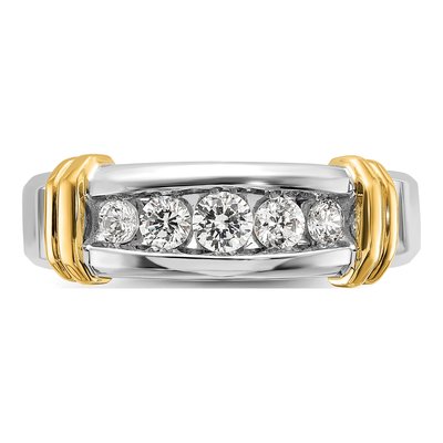 Men's 14K Two-Tone Gold 5-Stone Ring Mounting – view 5