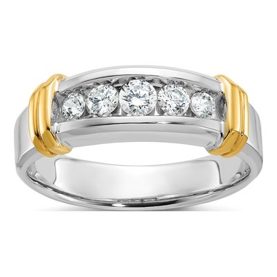Men's 14K Two-Tone Gold 5-Stone Ring Mounting