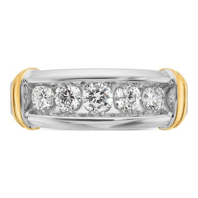 Men's 14K Two-Tone Gold 5-Stone Diamond Ring Mounting – view 6
