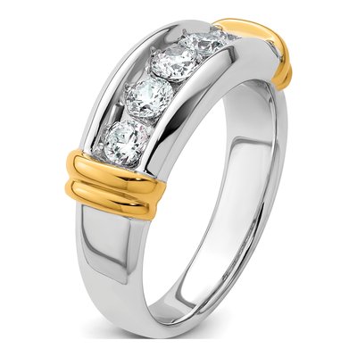 Men's 14K Two-Tone Gold 5-Stone Diamond Ring Mounting – view 7