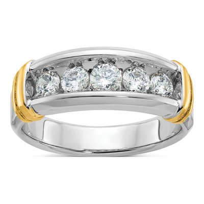 Men's 14K Two-Tone Gold 5-Stone Diamond Ring Mounting