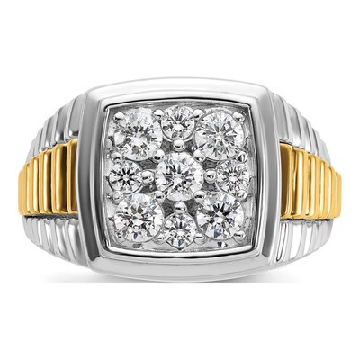 Men's 10K Two-Tone Gold Textured Cluster Ring Mounting – view 6