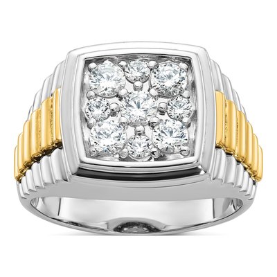 Men's 10K Two-Tone Gold Textured Cluster Ring Mounting