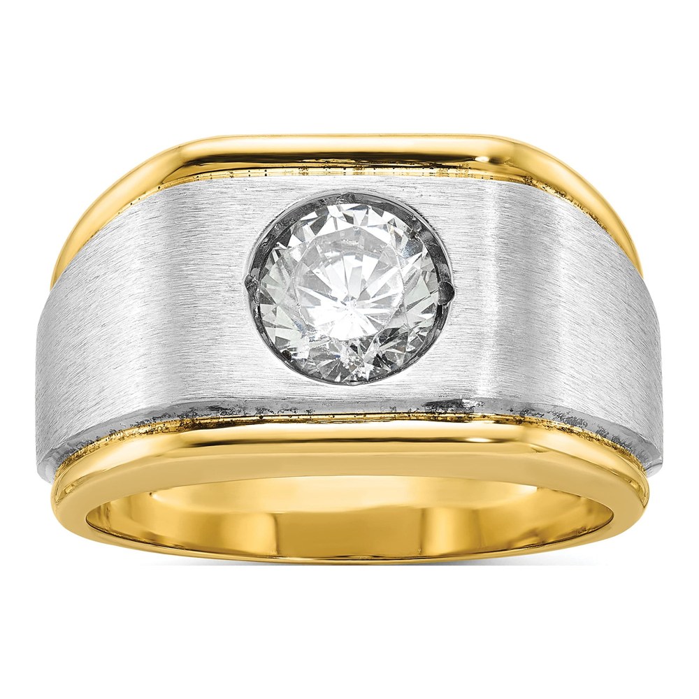 Ibgoodman 14K Two-Tone 1 Carat Lab Grown Diamond Vs/si+ G+ Complete Polished And Satin Men's Ring