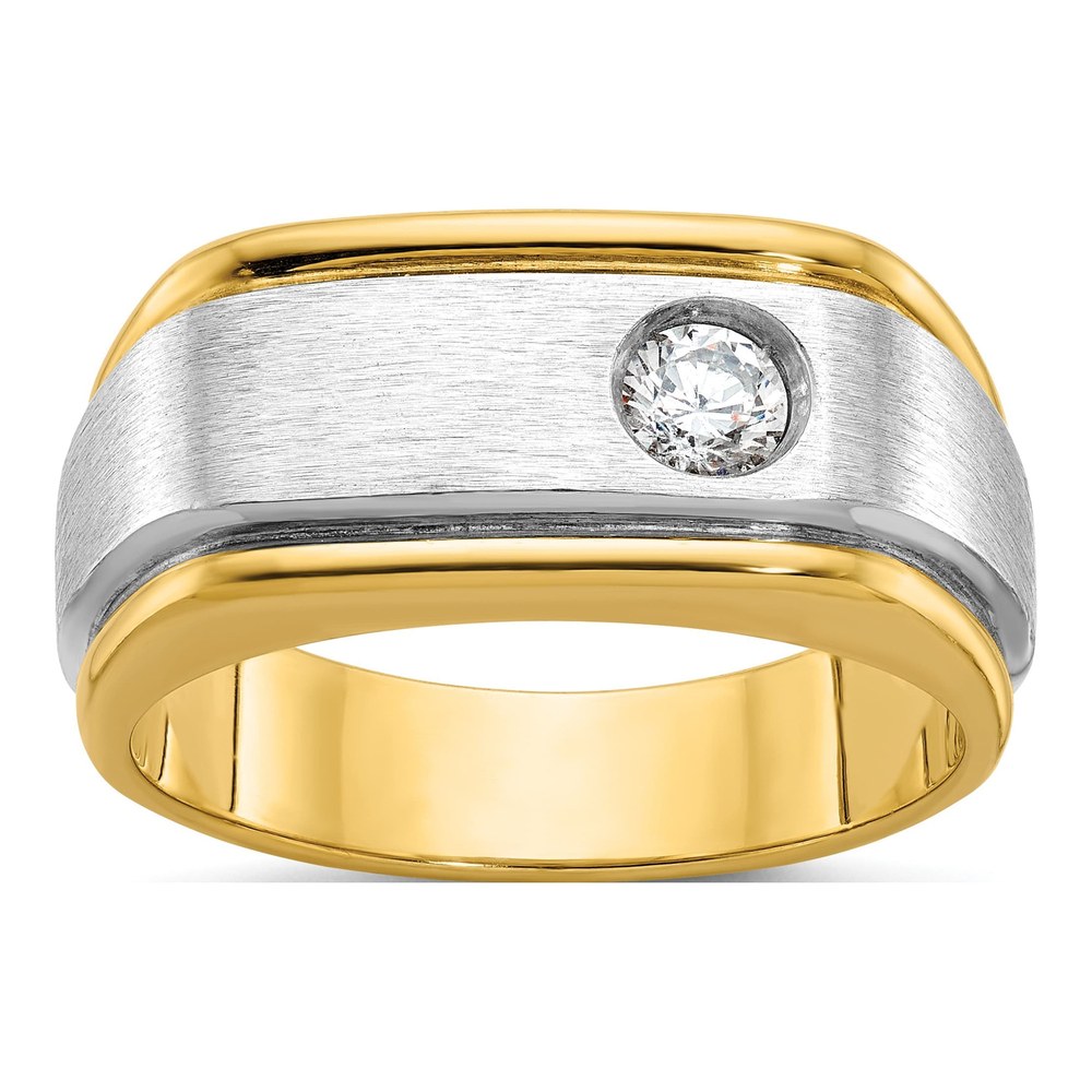 Ib Goodman 14K Two-Tone Mens Polished And Satin 1/4 Carat Diamond Complete Ring