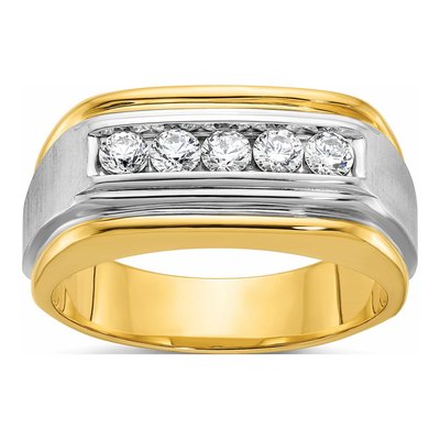 Men's 14K Two-Tone Gold 5-Stone Diamond Ring Mounting
