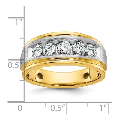Men's 14K Two-Tone Gold Grooved 5-Stone Ring Mounting – view 3