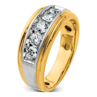 Men's 14K Two-Tone Gold Grooved 5-Stone Ring Mounting – view 7