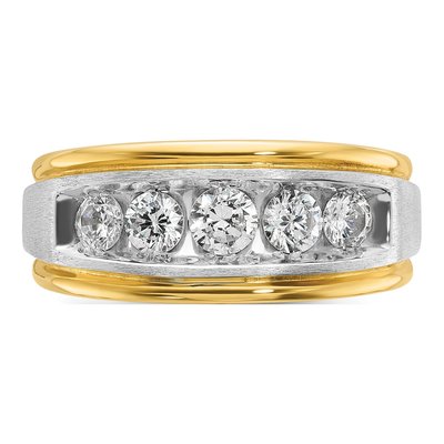 Men's 14K Two-Tone Gold 1 ct tw Diamond 5-Stone Ring – view 6