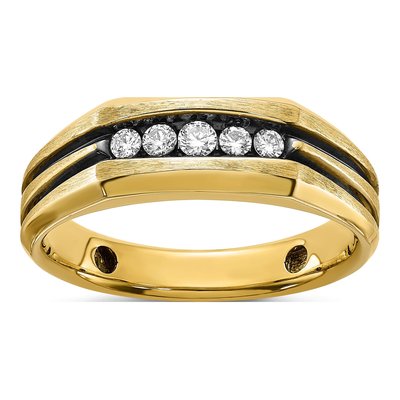 Men's 14K Yellow Gold 5-Stone Diamond Ring Mounting
