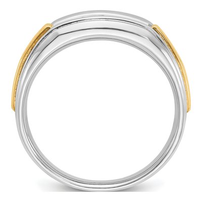Men's 14K Two-Tone Gold Grooved 5-Stone Ring Mounting – view 2
