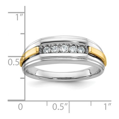 Men's 14K Two-Tone Gold Grooved 5-Stone Ring Mounting – view 3