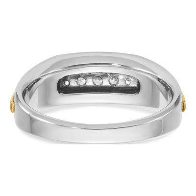 Men's 14K Two-Tone Gold Grooved 5-Stone Ring Mounting – view 7