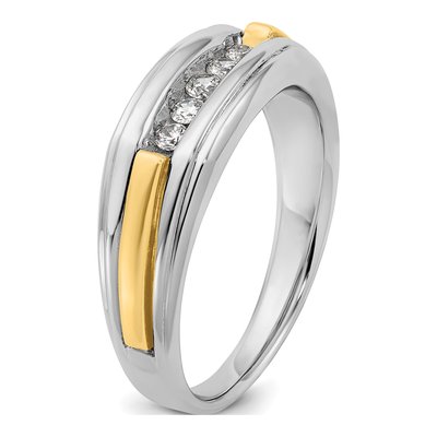 Men's 14K Two-Tone Gold Grooved 5-Stone Ring Mounting – view 8