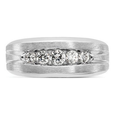 Men's 14K White Gold 5-Stone Diamond Ring Mounting – view 6