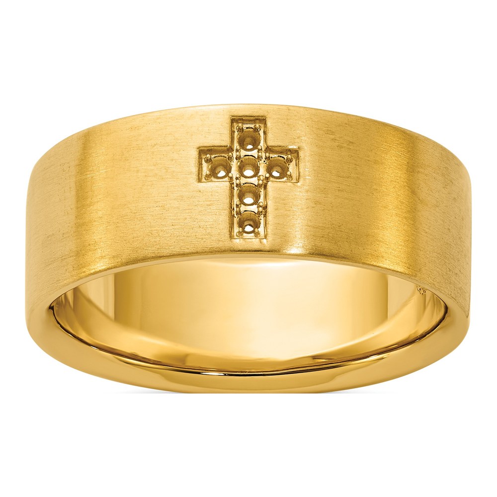 Men's 10K Yellow Gold Diamond Cross Ring Mounting