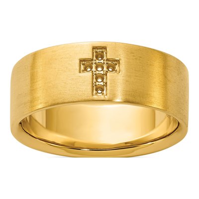 Men's 10K Yellow Gold Diamond Cross Ring Mounting