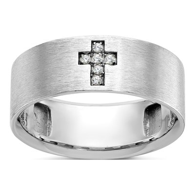 Men's 14K White Gold Diamond Cross Ring Mounting