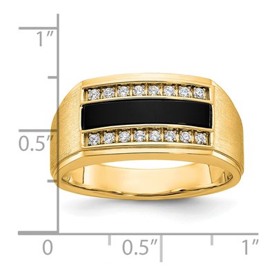 Men's 10K Yellow Gold 1/6 ct tw Onyx Diamond Ring – view 3