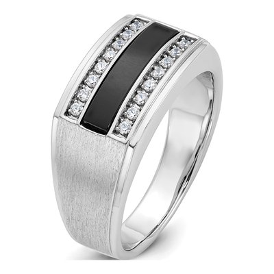 Men's 14K White Gold 1/6 ct tw Onyx Diamond Ring – view 8