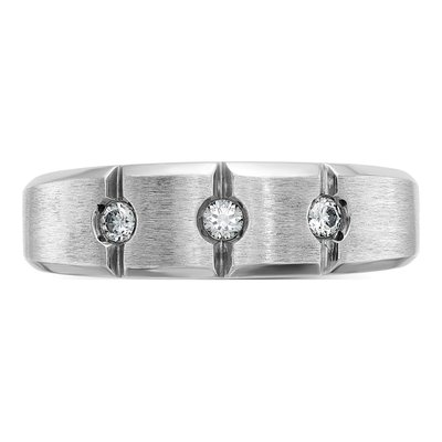 Men's 14K White Gold 3-Stone Diamond Ring Mounting – view 6