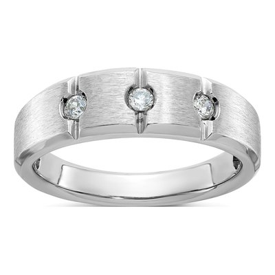 Men's 14K White Gold 3-Stone Diamond Ring Mounting