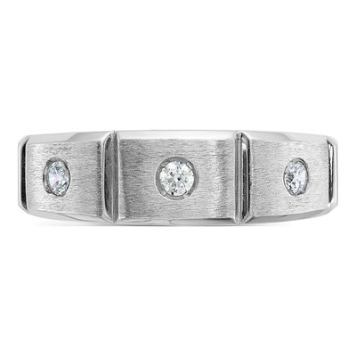 Men's 14K White Gold 3-Stone Diamond Ring Mounting – view 6