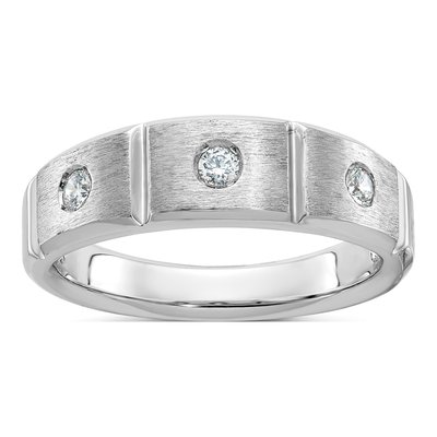 Men's 14K White Gold 3-Stone Diamond Ring Mounting