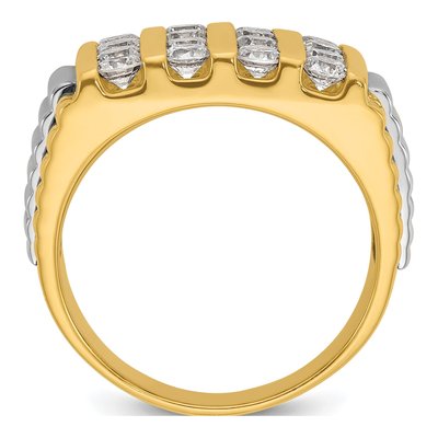 Men's 14K Two-Tone Gold Diamond 4-Row Ring Mounting – view 3