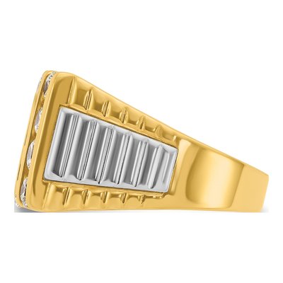 Men's 14K Two-Tone Gold Diamond 4-Row Ring Mounting – view 6