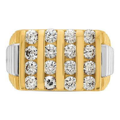 Men's 14K Two-Tone Gold Diamond 4-Row Ring Mounting – view 7