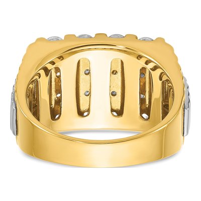 Men's 14K Two-Tone Gold Diamond 4-Row Ring Mounting – view 8