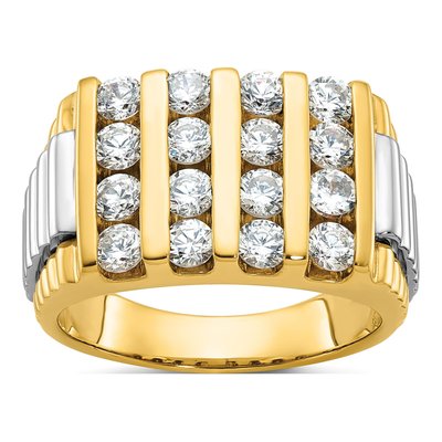Men's 14K Two-Tone Gold Diamond 4-Row Ring Mounting