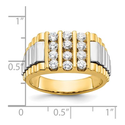 Men's 14K Two-Tone Gold Textured Cluster Ring Mounting – view 3