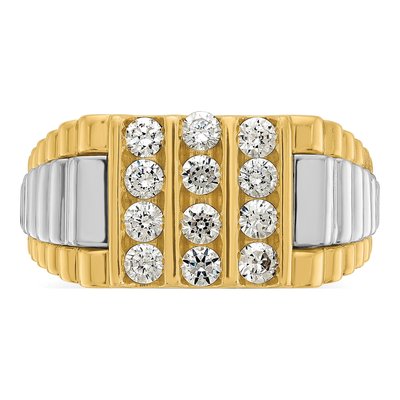 Men's 14K Two-Tone Gold Textured Cluster Ring Mounting – view 6