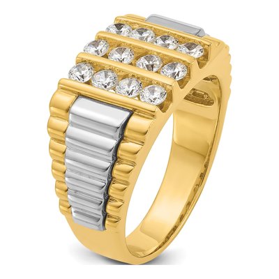 Men's 14K Two-Tone Gold Textured Cluster Ring Mounting – view 8