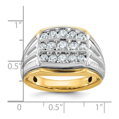 Men's 14K Two-Tone Gold 3-Row Diamond Ring Mounting – view 4